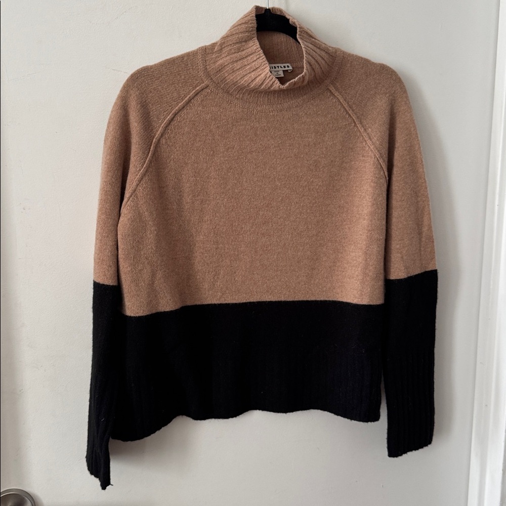 Whistles Colour Block Funnel Neck Knit in the black and beige colorway - Picture 4 of 9
